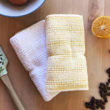 Load image into Gallery viewer, Made in the USA 100% Cotton Kitchen Towel - Set of 2 - American Made Kitchen Towels - American Home USA -  Yellow and White Set
