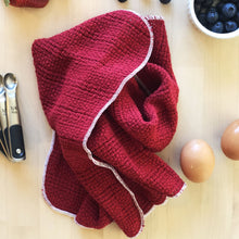 Load image into Gallery viewer, Made in the USA 100% Cotton Kitchen Towel - Set of 2 - American Made Kitchen Towels - American Home USA - Red and Natural
